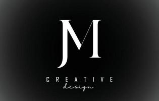 White JM j m letters design logotype concept with serif font and elegant style vector illustration.