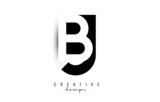 Letters BJ Logo with black and white negative space design. Letters B and J with geometric typography. vector