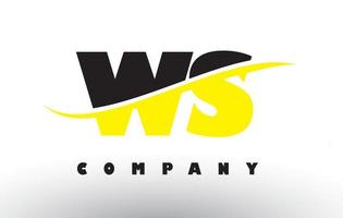 WS W S Black and Yellow Letter Logo with Swoosh. vector