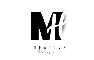 Logotipo de letras mh con un diseño minimalista. letras myh con tipografía geométrica y manuscrita. vector
