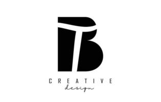 Letters BT Logo with a minimalist design. Letters B and T with geometric and handwritten typography. vector