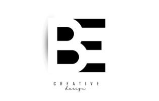 Letters BE Logo with black and white negative space design. Letters B and E with geometric typography. vector