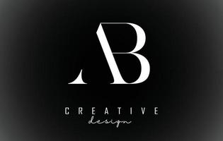 White AB a b letters design logotype concept with serif font and elegant style vector illustration.