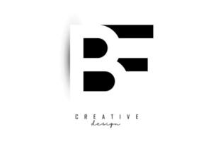 Logotipo de letras bf con diseño de espacio negativo en blanco y negro. letras byf con tipografía geométrica. vector