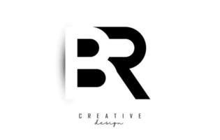 Letters BR Logo with black and white negative space design. Letters B and R with geometric typography. vector