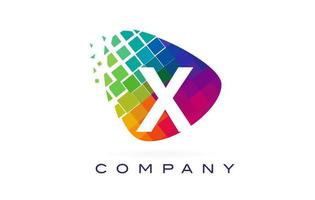Letra x diseño de logotipo de arco iris colorido. vector