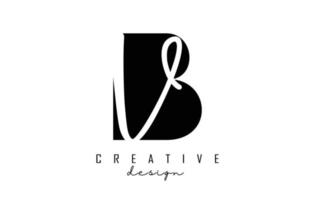 Logotipo de letras bv con un diseño minimalista. letras byv con tipografía geométrica y manuscrita. vector