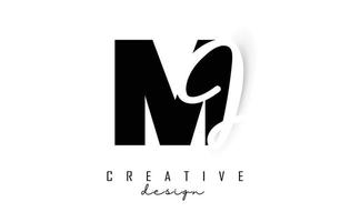 Logotipo de letras mj con un diseño minimalista. letras myj con tipografía geométrica y manuscrita. vector