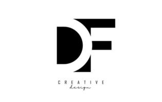 Logotipo de letras df con diseño de espacio negativo en blanco y negro. letras d y f con tipografía geométrica. vector