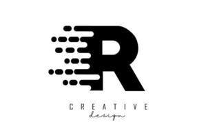 Geometric and dynamic letter R logo design with movement effect. vector