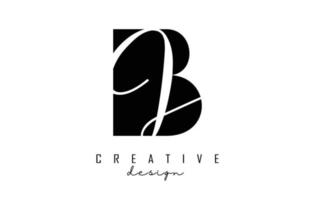 Letters BJ Logo with a minimalist design. Letters B and J with geometric and handwritten typography. vector