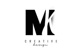 Logotipo de letras mk con un diseño minimalista. letras myk con tipografía geométrica y manuscrita. vector