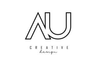 Outline AU letters logo with a minimalist design. Geometric letter logo. vector