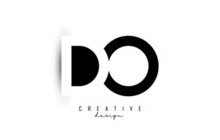 Letters DO Logo with black and white negative space design. Letters D and O with geometric typography. vector