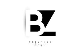 Letters BZ Logo with black and white negative space design. Letters B and Z with geometric typography. vector