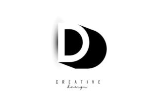 Logo de letra doble d con diseño de espacio negativo. letra d con tipografía geométrica. vector