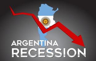 mapa de argentina recesión crisis económica concepto creativo con flecha de caída económica. vector