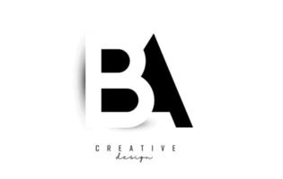 Letters BA Logo with black and white negative space design. Letters B and A with geometric typography. vector