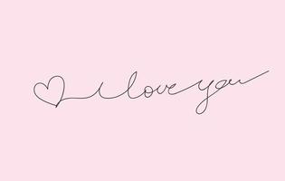 I Love You a continuous line with pink background. vector