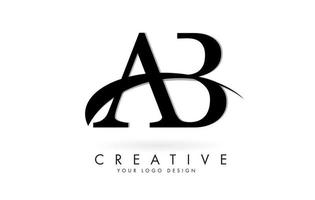 Logotipo de letras ab ab con swoosh negro. vector