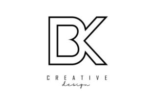 Outline BK letters logo with a minimalist design. Geometric letter logo. vector