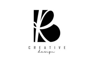 Letters BR Logo with a minimalist design. Letters B and R with geometric and handwritten typography. vector