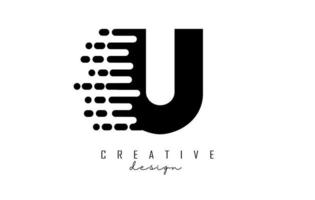 Geometric and dynamic letter U logo design with movement effect. vector