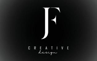 White JF J F letters design logotype concept with serif font and elegant style vector illustration.