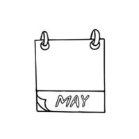 mayo mes calendario página dibujada a mano en estilo doodle. forro escandinavo simple. planificación, negocios, fecha, día. elemento único para icono de diseño, pegatina vector