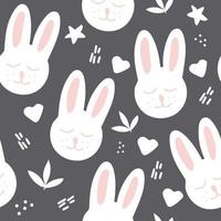 Conejito de Pascua dibujado a mano de patrones sin fisuras. , minimalismo. textiles, papel tapiz, papel de regalo. lindo estampado de bebé en colores de moda 2022 vector