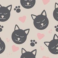 cat seamless pattern hand drawn. , minimalism. textiles, wallpaper, wrapping paper. cute baby print in trendy colors 2022 vector