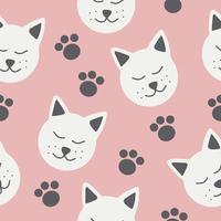 cat seamless pattern hand drawn. , minimalism. textiles, wallpaper, wrapping paper. cute baby print in trendy colors 2022 vector