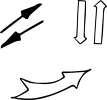 Arrows hand drawn in doodle style. scandinavian monochrome minimalism. Set of elements for design. signs, symbols, direction vector