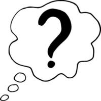 question mark in a cloud icon. sketch hand drawn doodle. problem vector