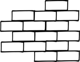 brick wall fragment icon. sketch hand drawn doodle style. minimalism monochrome. brickwork, construction vector