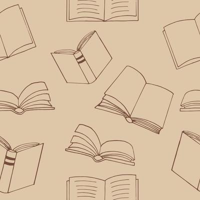 books seamless pattern. hand drawn doodle style. , minimalism, sketch. wallpaper, textile, wrapping paper background reading education bookstore science