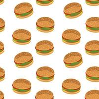 hamburguesa de patrones sin fisuras. plano, . Textiles, papel de envolver, fondo de pantalla, hamburguesa de comida rápida de la calle vector