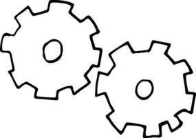 gears icon, sticker. sketch hand drawn doodle style. minimalism monochrome. mechanism, machine technique engineering vector