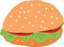 hamburger hand drawn . cartoon, icon, sticker menu fast food cafe vector