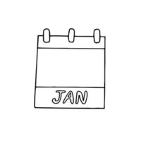 January month calendar page hand drawn in doodle style. simple scandinavian liner. planning, business, date, day. single element for design icon, sticker vector