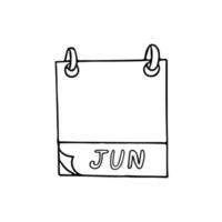 Página del calendario del mes de junio dibujada a mano en estilo doodle. forro escandinavo simple. planificación, negocios, fecha, día. elemento único para icono de diseño, pegatina vector