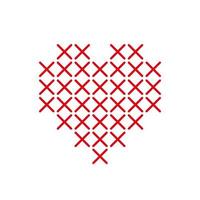 Heart shape icon. Cross Stitch Embroidery style. Vector illustration