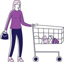 girl with a shopping cart vector