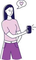Girl taking pictures vector