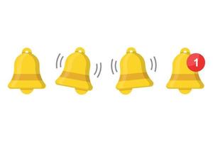 Set of bell notification icons. Vector in flat design