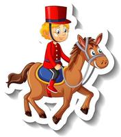 Soldier riding a horse cartoon character sticker vector