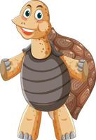 Tortoise with brown shell cartoon character vector