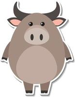 Chubby buffalo animal cartoon sticker vector
