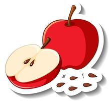 Red chopped apple on white background vector