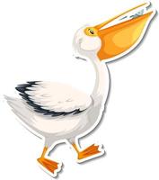 Pelican bird cartoon sticker vector